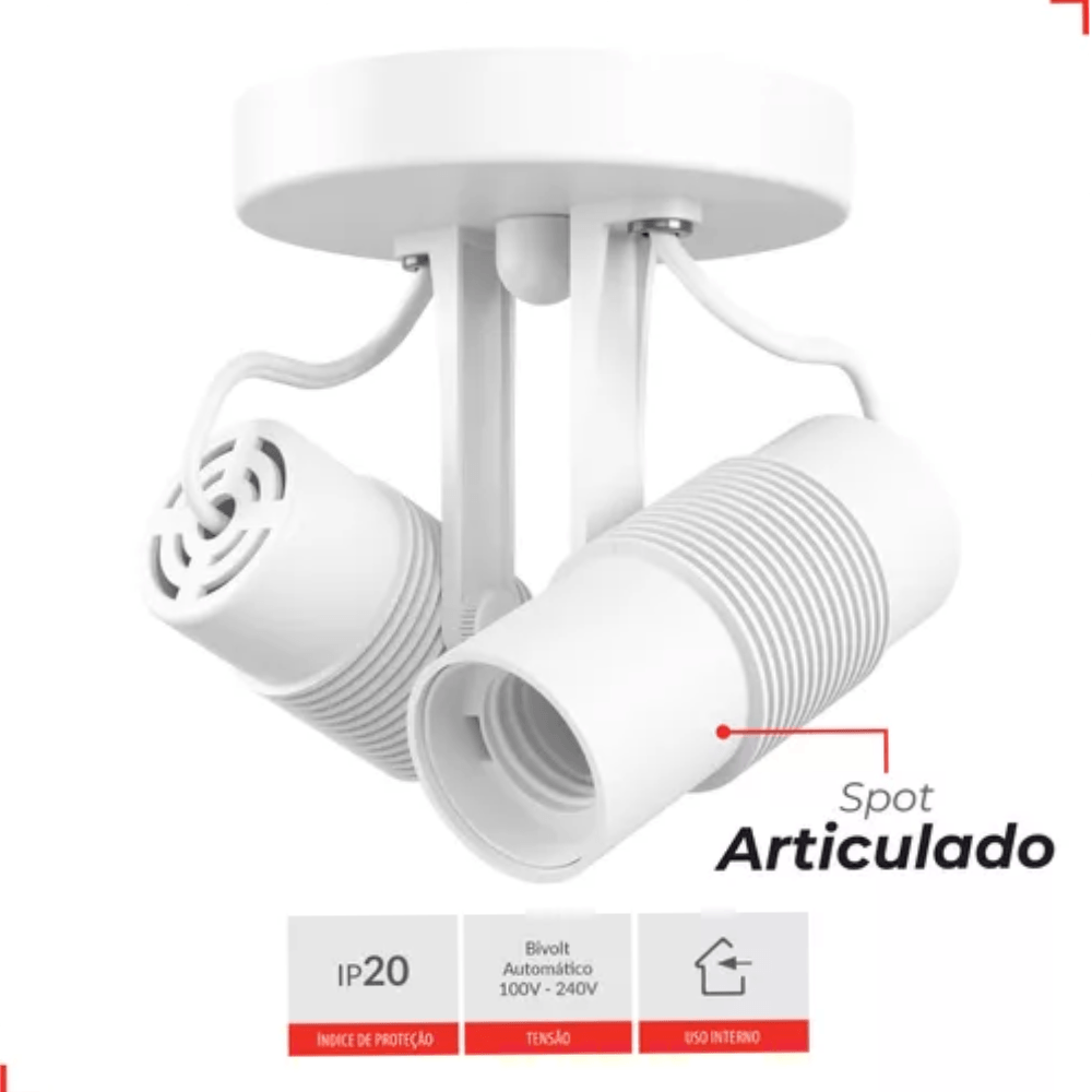 Spot de Sobrepor Basic Para 2 Lampadas Branco Base E27 Avant.png